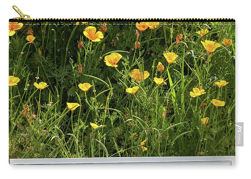 Flowers Zip Pouch featuring the photograph Garden flowers with fresh cut flower sign 0749 by Simon Bratt