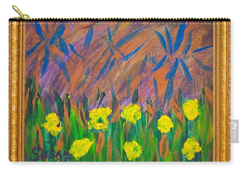 Original Painting Zip Pouch featuring the painting Garden Of Wonder by Susan Schanerman