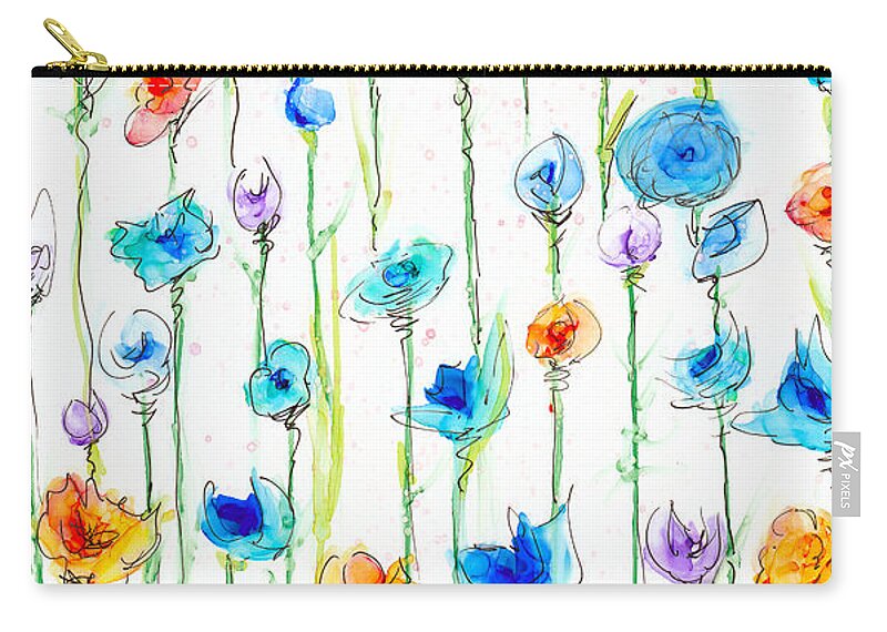 Flower Zip Pouch featuring the painting Garden Party II by Kimberly Deene Langlois
