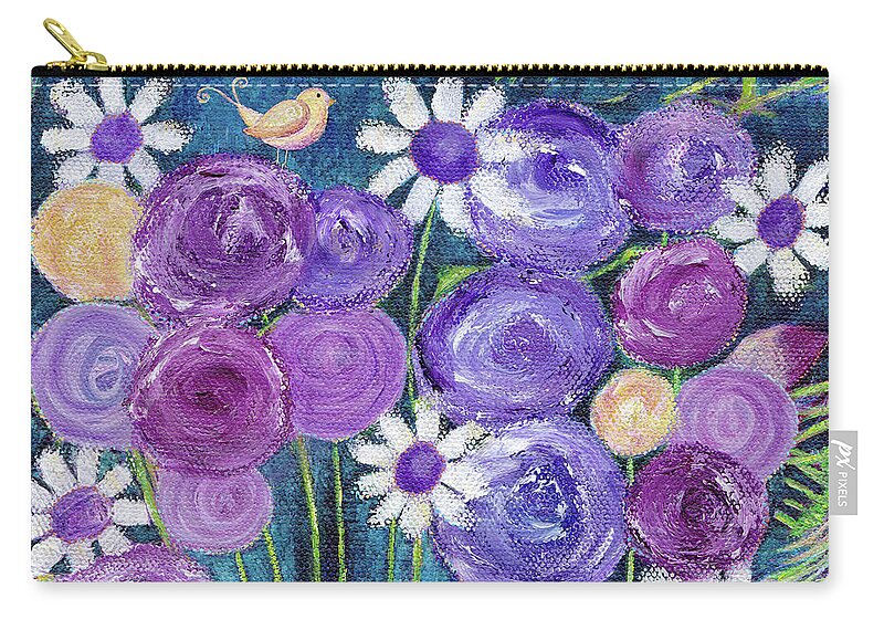 Abstract Zip Pouch featuring the painting Garden by Winona's Sunshyne