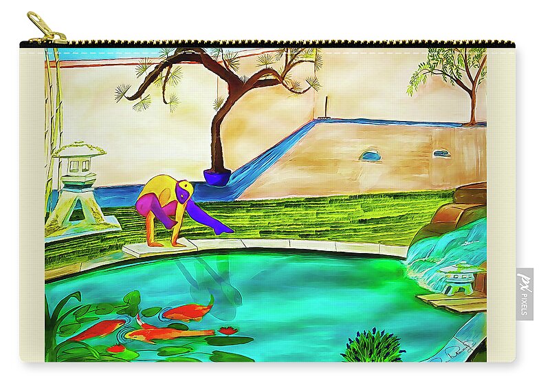 Art Zip Pouch featuring the painting Garden Yoga by Dee Browning