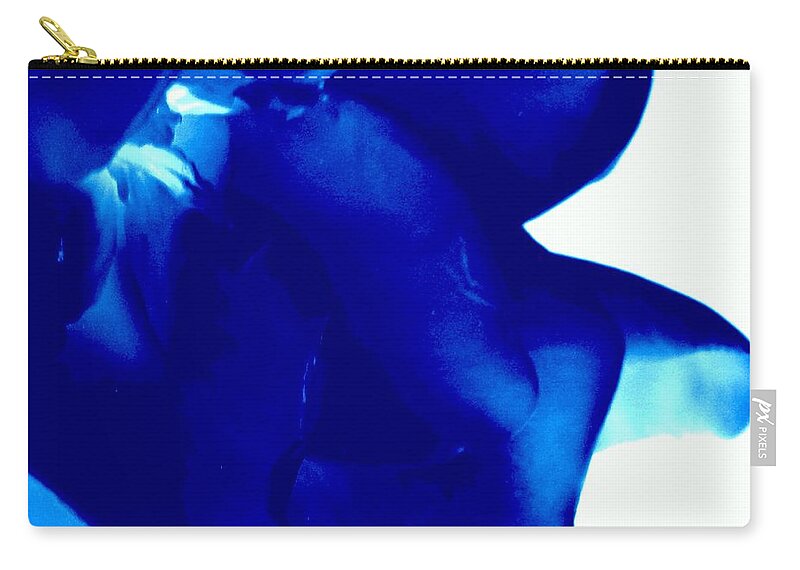 Gardenia Zip Pouch featuring the photograph Gardenia - Blue Abstract by VIVA Anderson