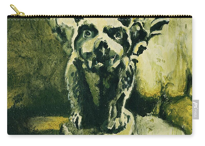 Gargoyle Zip Pouch featuring the painting Gargoyle by Sv Bell