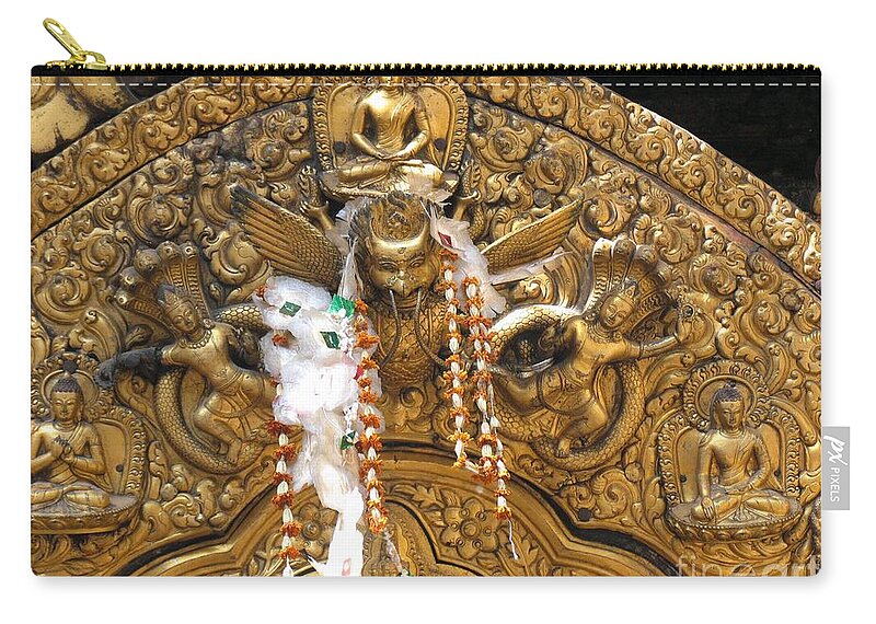 Garuda Zip Pouch featuring the photograph Garuda in a Buddhist temple by Juliette Cunliffe