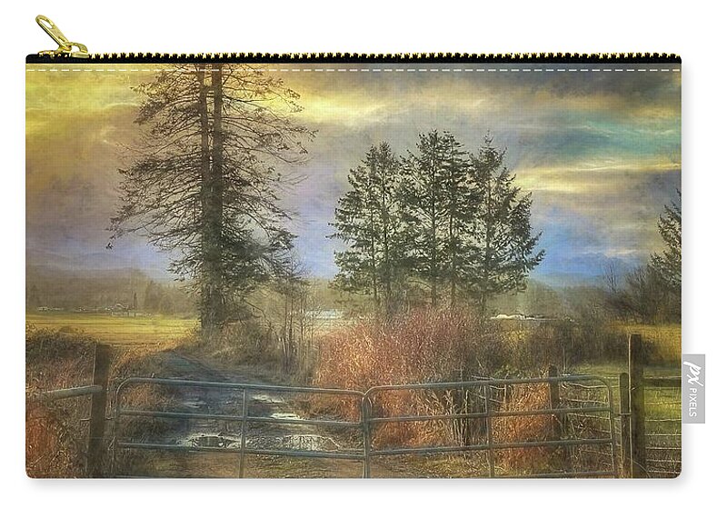 Farm Carry-all Pouch featuring the painting Gated Farmland by Sue Harper