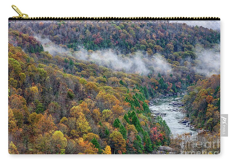 Autumn Zip Pouch featuring the photograph Gauley River in an Autumn Rain by Thomas R Fletcher