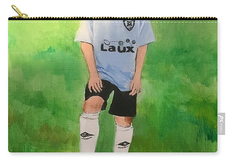 Soccer Player Zip Pouch featuring the painting Gavin by Ellen Canfield