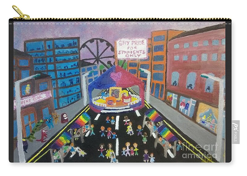 Lgbtq Zip Pouch featuring the painting Gay Pride for straights only by David Westwood