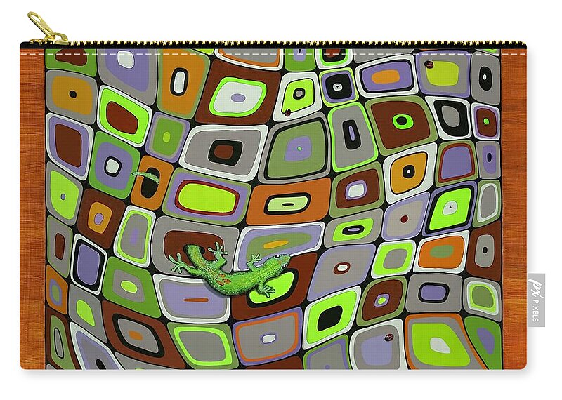 Kim Mcclinton Carry-all Pouch featuring the painting Gecko Limbo by Kim McClinton