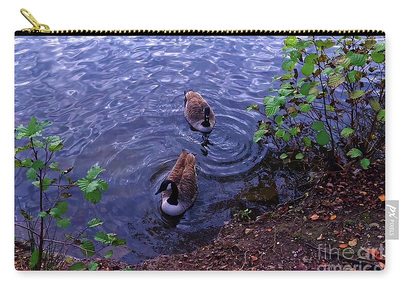 Alkington Woods Zip Pouch featuring the photograph Geese Alkington Woods by Pics By Tony