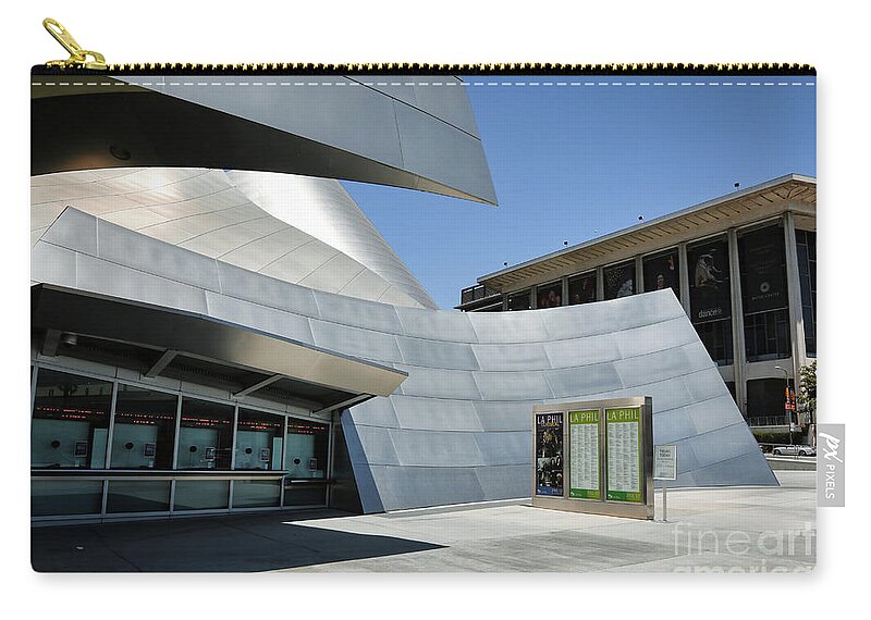Frank Gehry Zip Pouch featuring the photograph Gehry Architect California WDCHall by Chuck Kuhn
