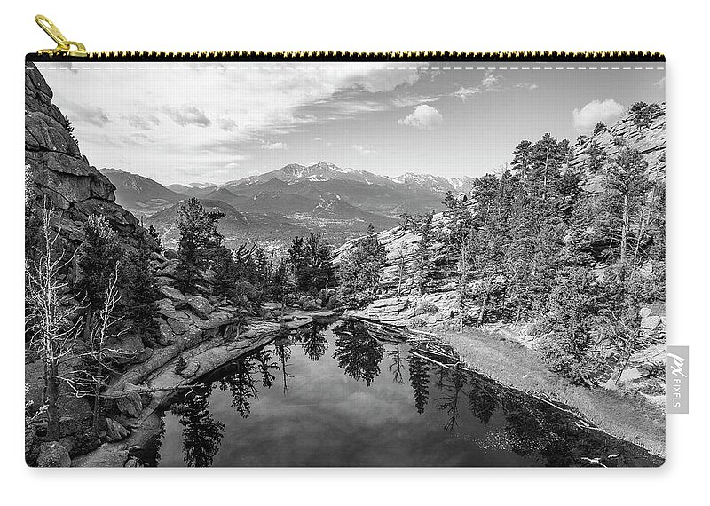 Gem Lake Zip Pouch featuring the photograph Gem Lake Black and White by Aaron Spong