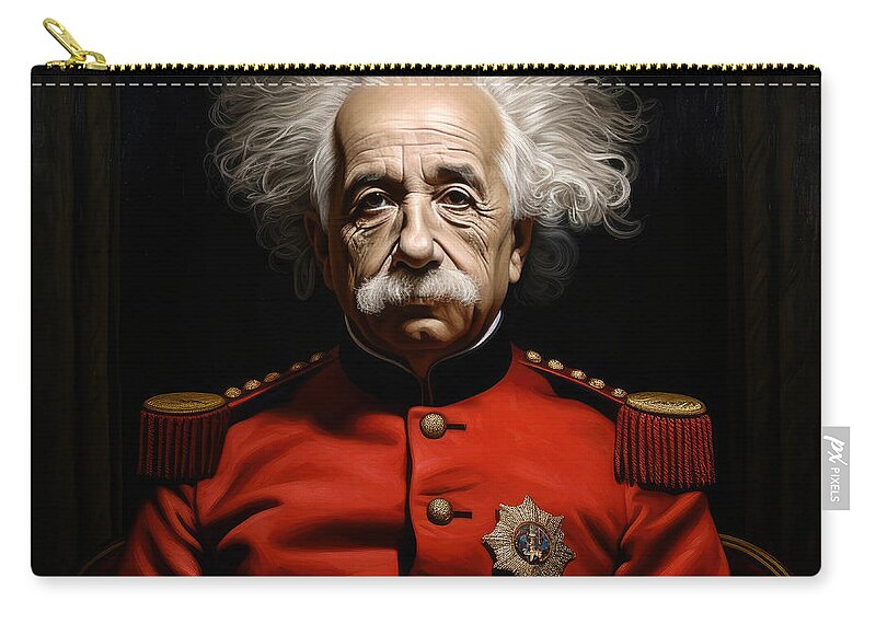 Caricature Zip Pouch featuring the painting General Einstein by My Head Cinema