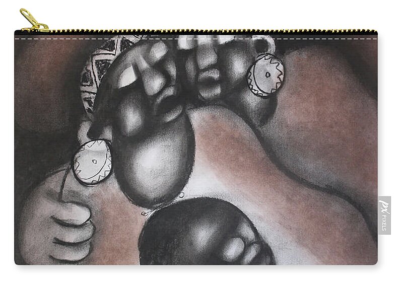 Moa Zip Pouch featuring the painting Generations Of Love by David Mbele