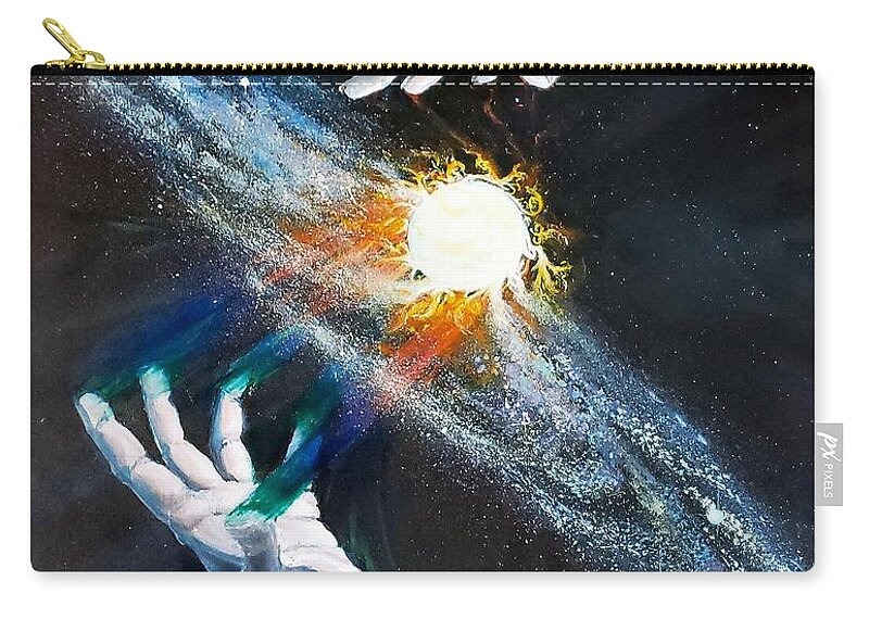 Genesis Zip Pouch featuring the painting Genesis, First Day by Merana Cadorette