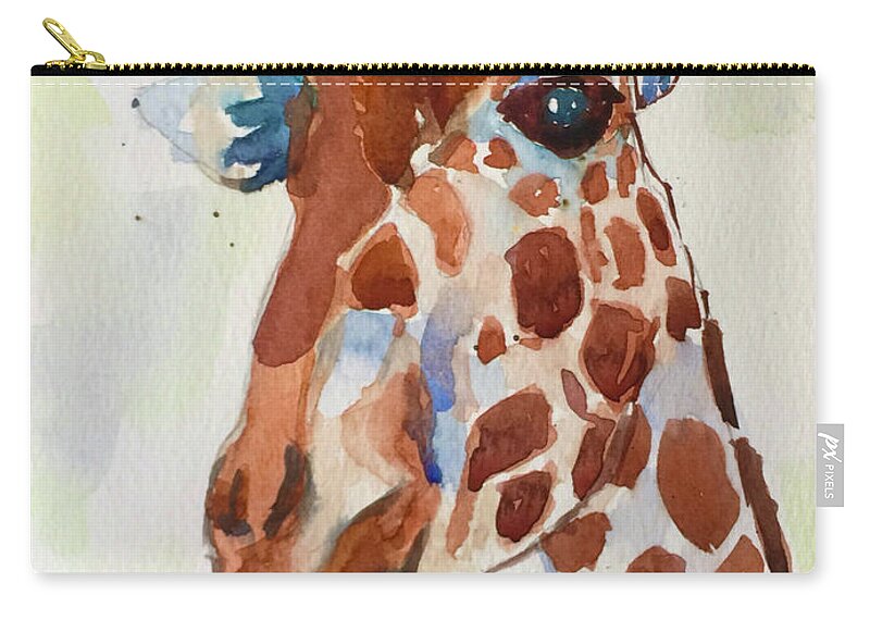 Giraffe Zip Pouch featuring the painting Gentle Giant by Patsy Walton
