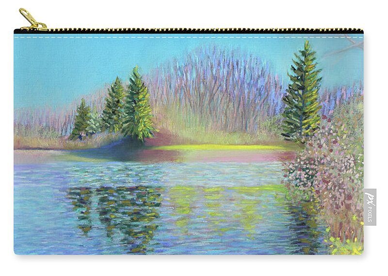 Spring Landscape Zip Pouch featuring the painting Gentle Spring Breeze by Polly Castor