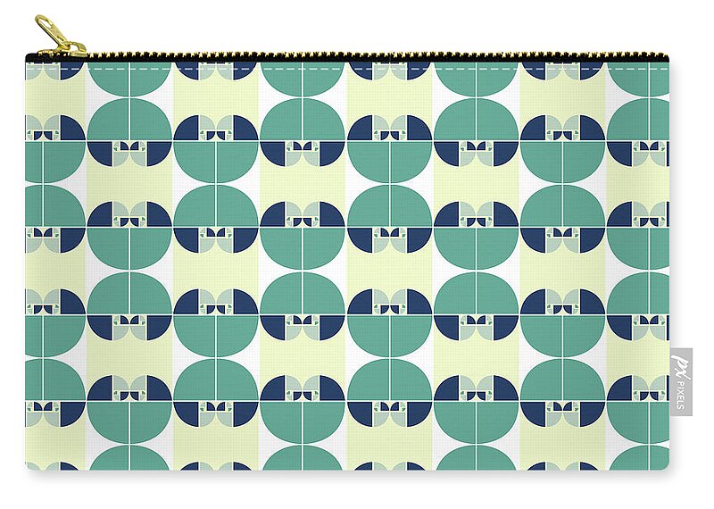Pattern Zip Pouch featuring the digital art Geometric Bauhaus Pattern - Turquoise by Studio Grafiikka