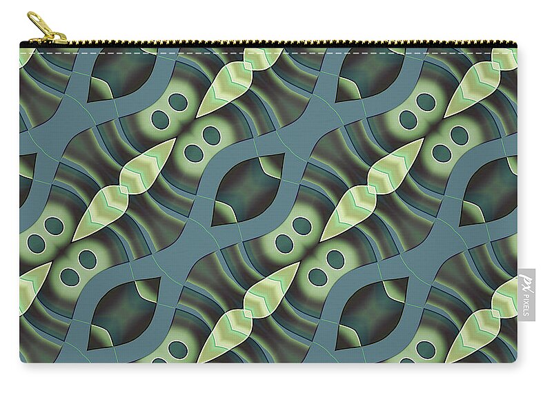 Patterns Zip Pouch featuring the digital art Geometric Designer Pattern 470a - Olive Green Grey by Philip Preston