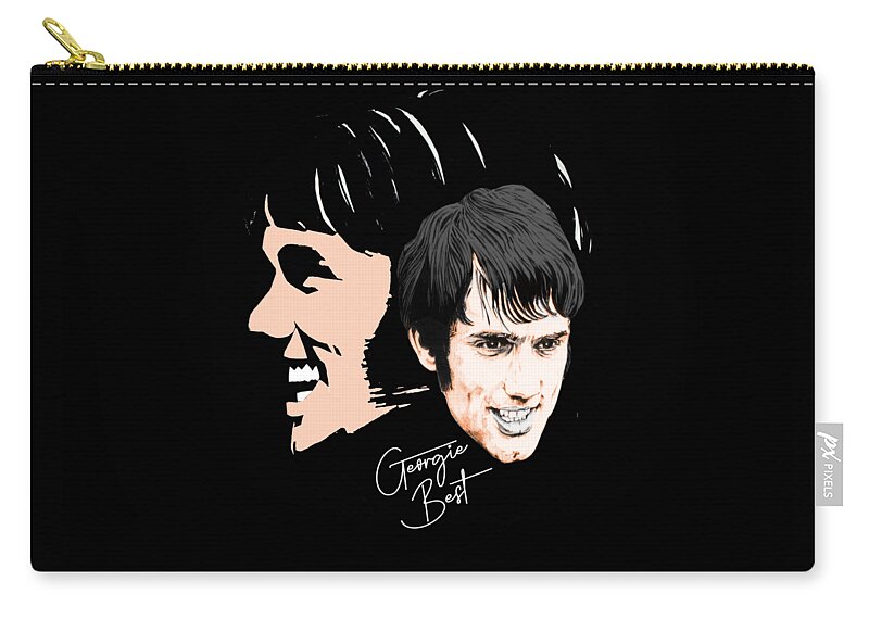 George Best Zip Pouch featuring the photograph George Best - Iconic Footballer by Cathal Devlin