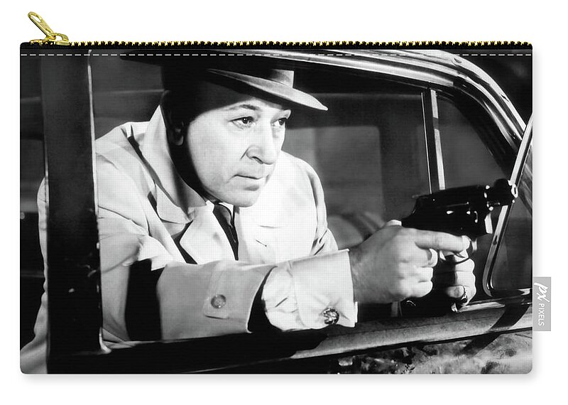 Film Noir Zip Pouch featuring the photograph George Raft Rogue Cop 1954 by Sad Hill - Bizarre Los Angeles Archive