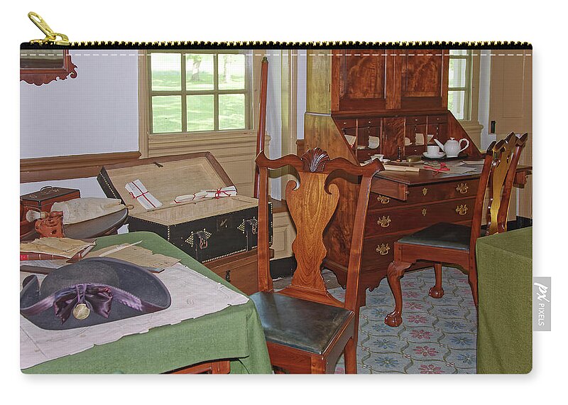 George Washington's Office Zip Pouch featuring the photograph George Washington's Office by Sally Weigand
