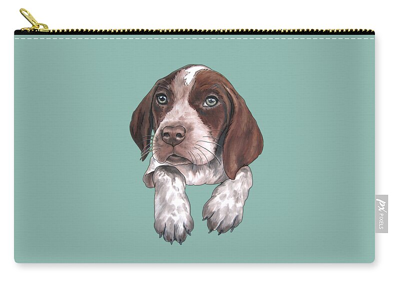 Dog Carry-all Pouch featuring the painting German Shorhaired Pointer Puppy by Jindra Noewi