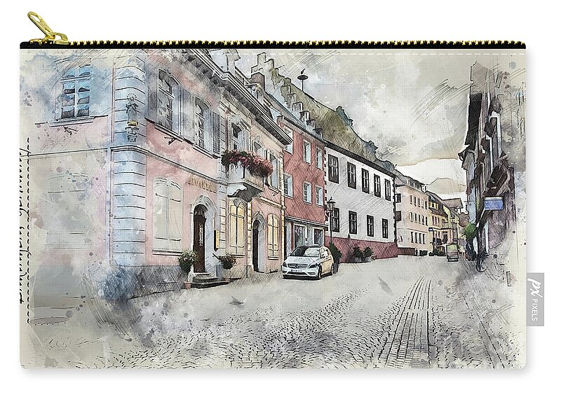 Outdoor Zip Pouch featuring the digital art Germany Sketch by Ariadna De Raadt