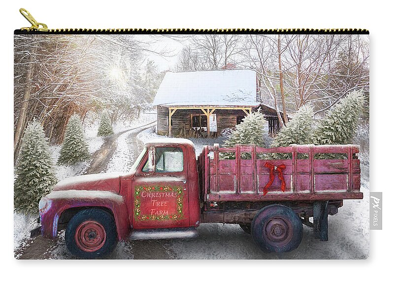 Barns Zip Pouch featuring the photograph Getting Ready for Christmas Eve Painting by Debra and Dave Vanderlaan