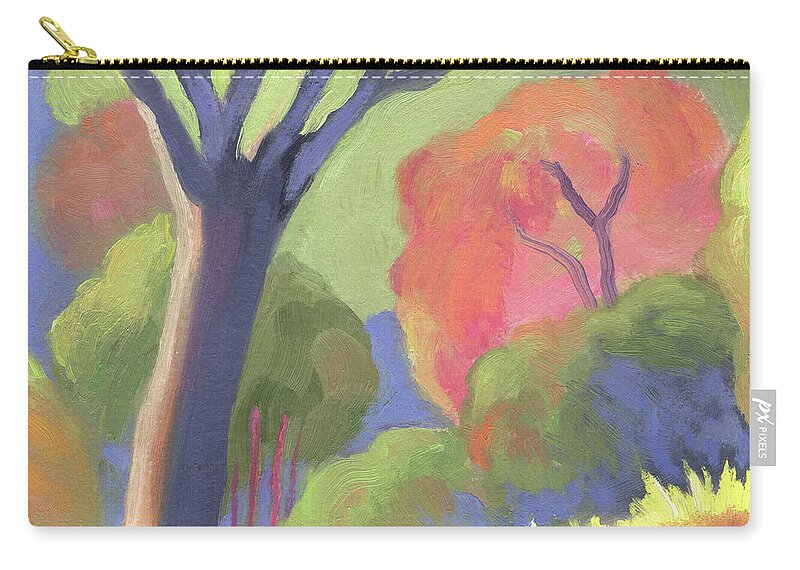 Getty Museum Zip Pouch featuring the painting Getty Museum Yard by Linda Ruiz-Lozito