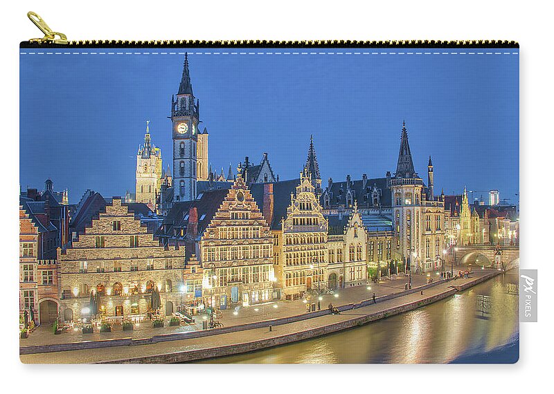 Ghent Zip Pouch featuring the photograph Ghent at Night by Juergen Roth