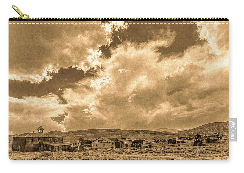 Bodie Carry-all Pouch featuring the photograph Ghost Clouds Sepia by Ron Long Ltd Photography