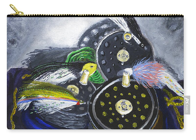 Fly Fishing Zip Pouch featuring the painting Ghosts of Seasons Past by Mike Kling
