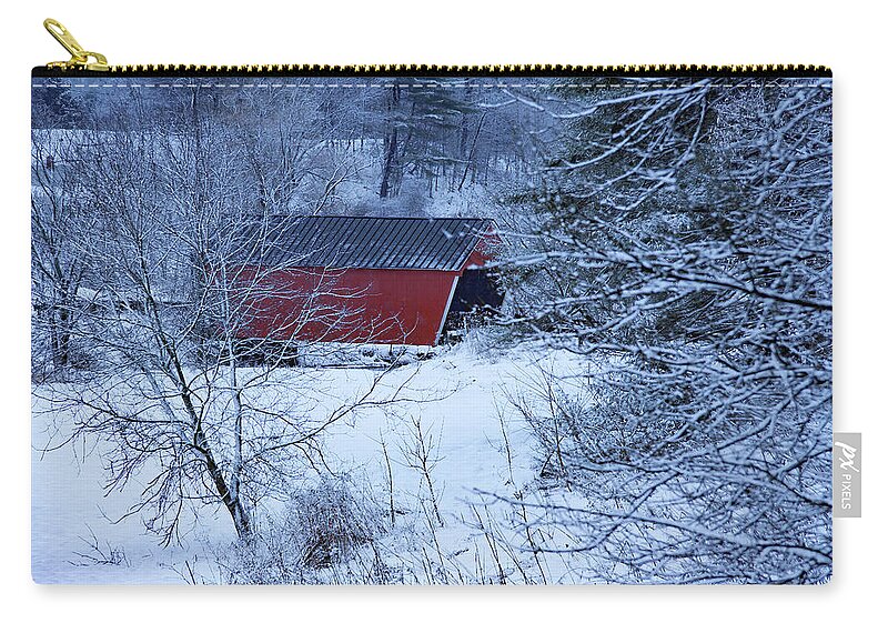 Gifford Covered Bridge Zip Pouch featuring the photograph Gifford covered bridge in Randolph VT by Jeff Folger