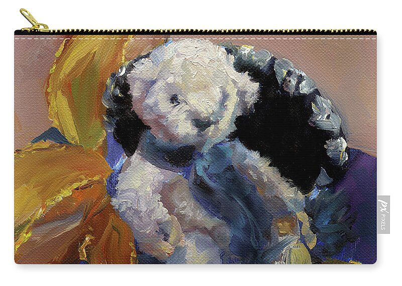 Teddy Bear Zip Pouch featuring the painting Gift Bear by Christine Lytwynczuk