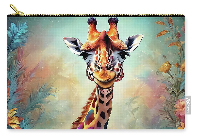  Animal Zip Pouch featuring the digital art Giraffe 14 by DSE Graphics