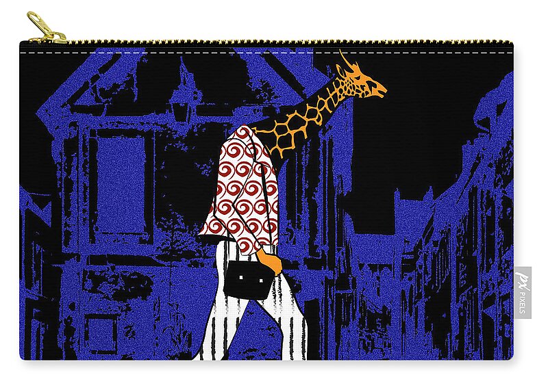 Giraffes Zip Pouch featuring the digital art Giraffes night walk by Piotr Dulski