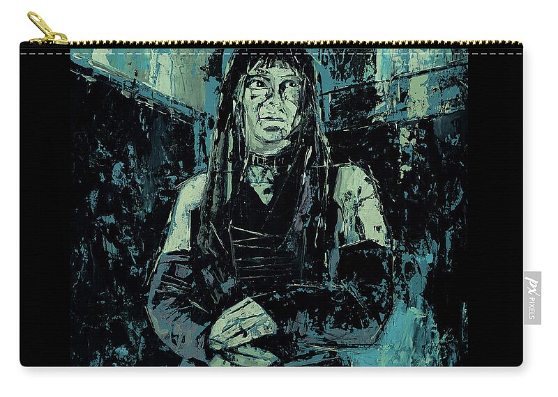 Dress Zip Pouch featuring the painting Girl in Green Room by Sv Bell