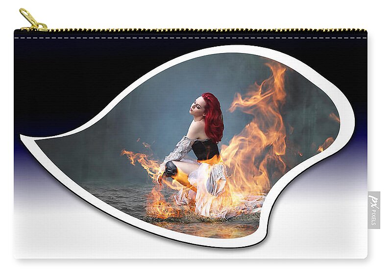 Fire Zip Pouch featuring the mixed media Girl Is Hot by Marvin Blaine
