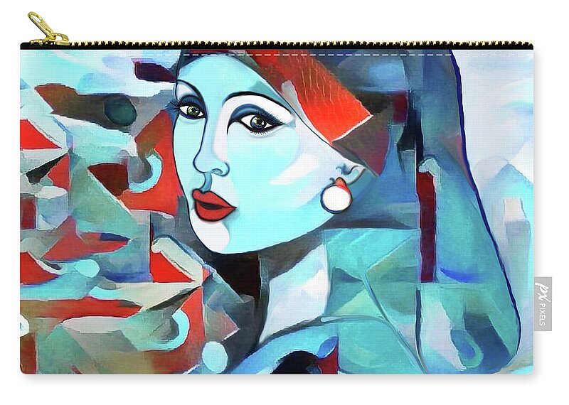 Figurative Art Carry-all Pouch featuring the digital art Girl with Pearl 002 by Stacey Mayer