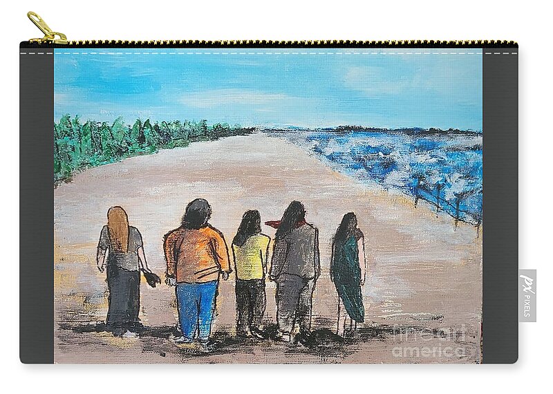  Zip Pouch featuring the painting The Girls Weekend at the Beach by Mark SanSouci