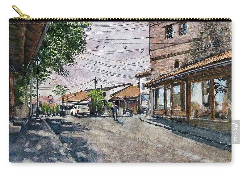 Painting Zip Pouch featuring the painting Gjakova Today by Geni Gorani