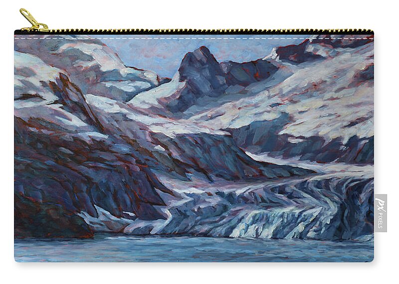 Glacier Zip Pouch featuring the painting Glacier Bay #11 by David Dorrell