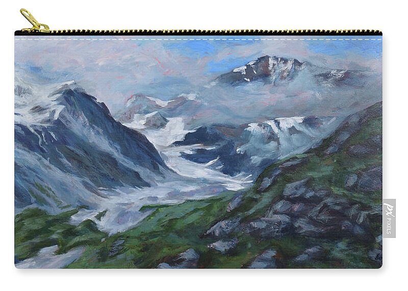 Glacier Zip Pouch featuring the painting Glacier Bay #8 by David Dorrell