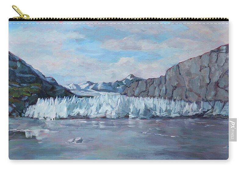 Glacier Zip Pouch featuring the painting Glacier Bay #9 by David Dorrell