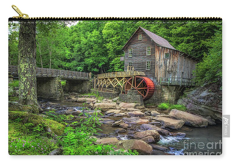 Glade Creek Zip Pouch featuring the photograph Glade Creek Grist Mill by Shelia Hunt