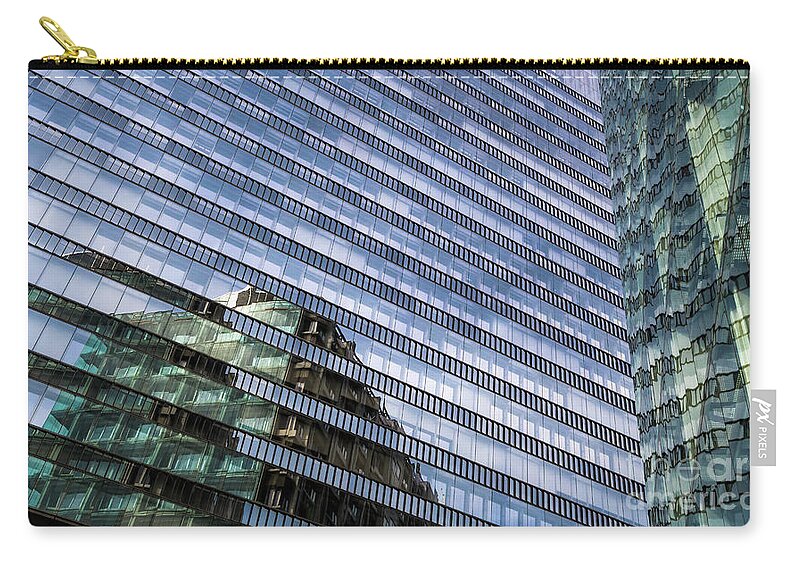 Accommodation Zip Pouch featuring the photograph Glass Facade Of Modern Office Buildings by Andreas Berthold