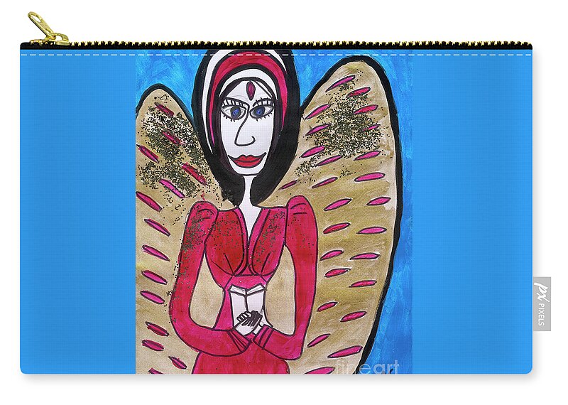 Glayatrea Zip Pouch featuring the painting Glayatrea Angel of Purpose by Victoria Mary Clarke