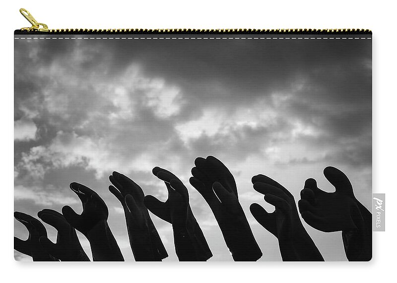 Black And White Zip Pouch featuring the photograph Gloves I BW by David Gordon