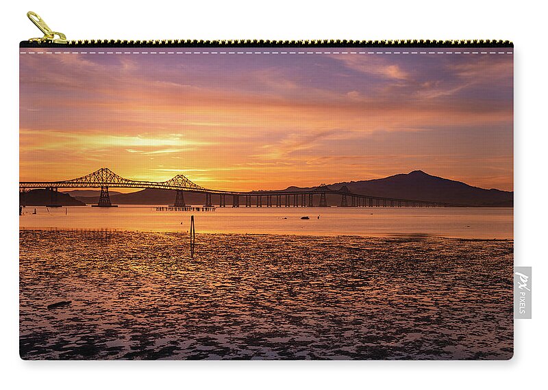 Landscape Zip Pouch featuring the photograph Glow Across the Bay by Laura Macky